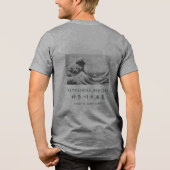 Hokusai Great Wave Minimalist Japanese Art Gray トライブレンドＴシャツ (裏面)