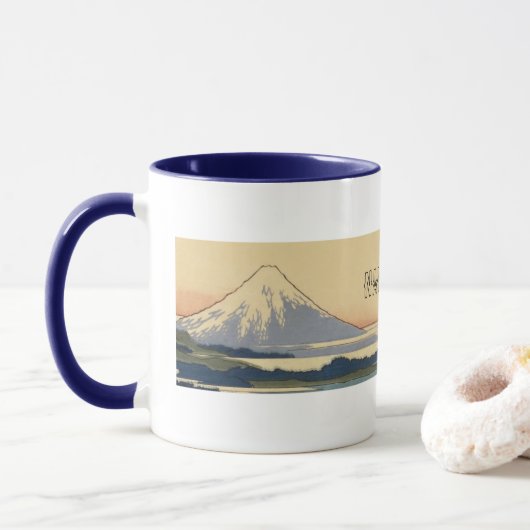 Hokusai Mt. Fuji Ukiyoe Mug - Custom Name Personal マグカップ (ドーナツ)