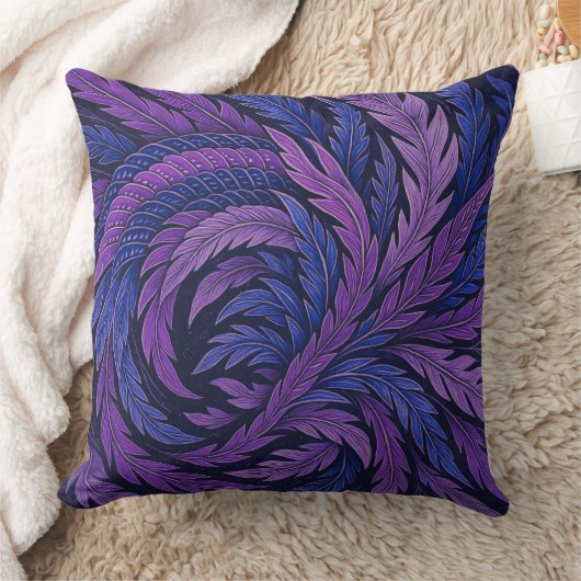 Hokusai Phoenix Cushion | Purple & Blue Feather クッション (ブランケット)
