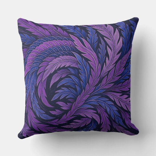 Hokusai Phoenix Cushion | Purple & Blue Feather  クッション (裏面)