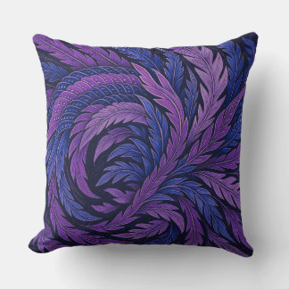 Hokusai Phoenix Cushion | Purple & Blue Feather  クッション