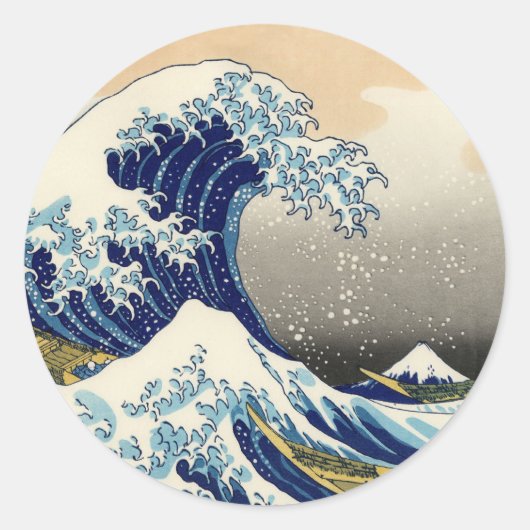Hokusai The 素晴らし Wave Stickers ラウンドシール (正面)