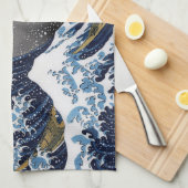 Hokusai , “ The Great Wave off Kanagawa ” キッチンタオル (四つ折り)