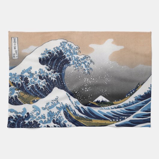 Hokusai , “ The Great Wave off Kanagawa ” キッチンタオル (横)