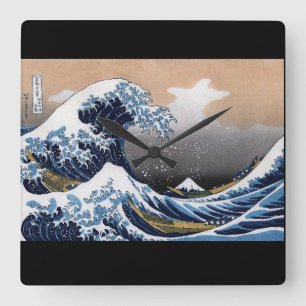 Hokusai , “ The Great Wave off Kanagawa ” スクエア壁時計