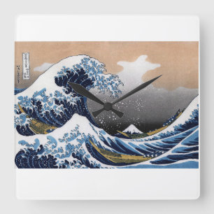 Hokusai , “ The Great Wave off Kanagawa ” スクエア壁時計