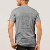 Hokusai Turtle Drawing Japanese Minimalism Gray トライブレンドＴシャツ (裏面)