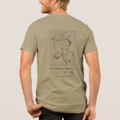 Hokusai Turtle Drawing Japanese Minimalism Olive トライブレンドＴシャツ (裏面)