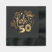 Hola 50 Hello 50 Fifty 50誕生日 スペインの 箔ナプキン (正面)