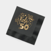 Hola 50 Hello 50 Fifty 50誕生日 スペインの 箔ナプキン (左)