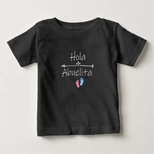Hola Abuelita, おじいちゃん、おばあちゃんの赤ちゃん、性別お披露目ギフト ベビーTシャツ