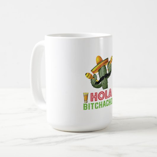 Hola BitchachosのサボテンのCinco Deメーヨーのフェスタのパーティー コーヒーマグカップ (正面左)