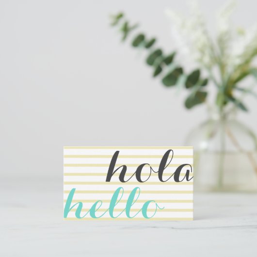 Hola hello, intérprete traductor profesor idiomas 名刺 (スタンド正面)