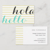 Hola hello, intérprete traductor profesor idiomas 名刺 (正面/裏面)