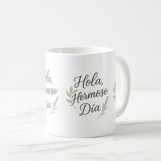 Hola Hermoso Día – Caligrafía Orgánica & Botánica コーヒーマグカップ (正面右)