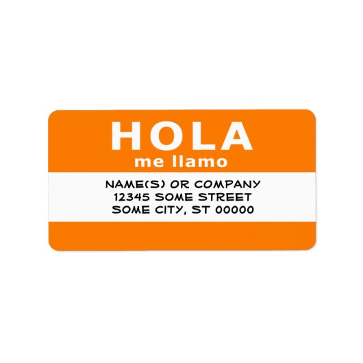 hola me llamo (オレンジ) ラベル (正面)