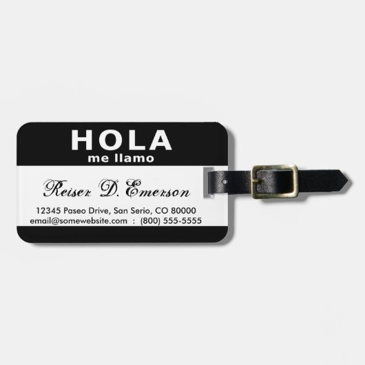 hola me llamo (黒) ラゲッジタグ (正面横)