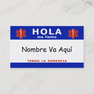HOLA me llamo y tengo la demencia 名刺