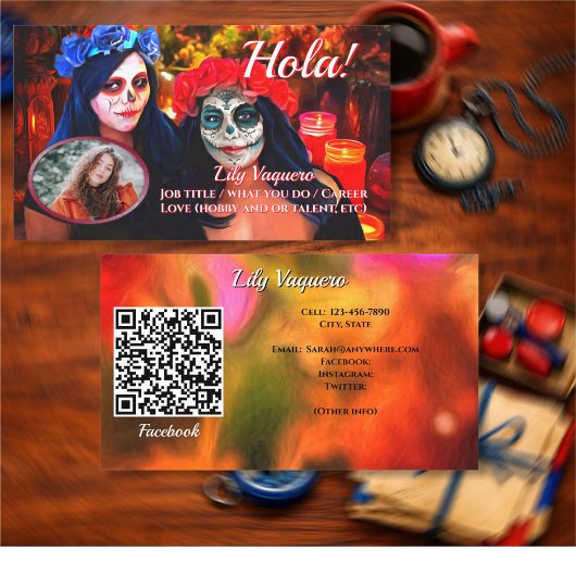 Hola Vallarta Catrinas 1718 QRコード コーリングカード 名刺