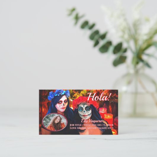 Hola Vallarta Catrinas 1718 QR Code Calling Card 名刺 (スタンド正面)