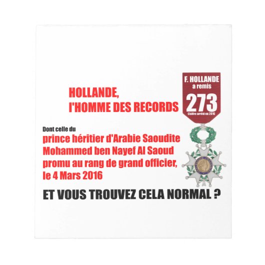 Holande Record Legion D'Honneur – メモ帳 (正面)