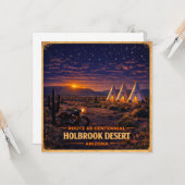 Holbrook Arizona 100 Year Desert Wigwam Night カード (正面/裏面インサイチュ)