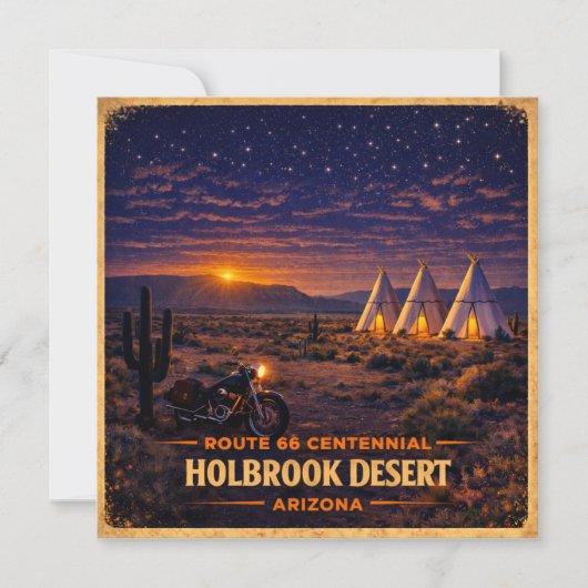 Holbrook Arizona 100 Year Desert Wigwam Night カード (正面)