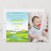 Hold in one Golf Birthday Invitations with photo 招待状 (正面)