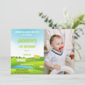 Hold in one Golf Birthday Invitations with photo 招待状 (スタンド正面)