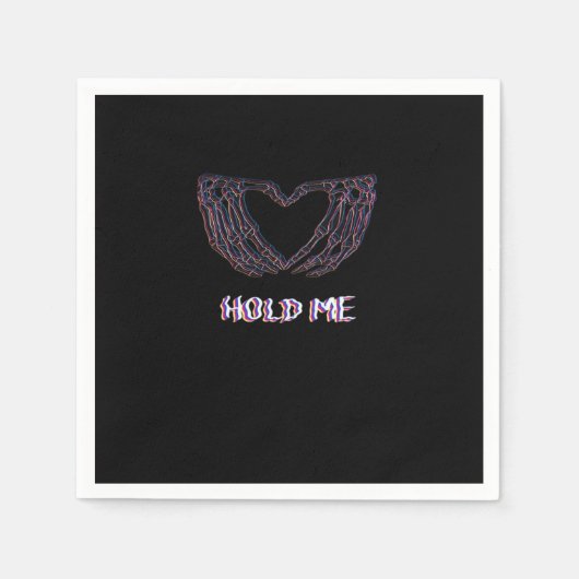 Hold Meクラシックハート – スケルトンハンド スタンダードカクテルナプキン (正面)
