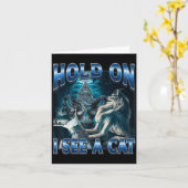 Hold On I See A Cat Funny Alpha Wolf Meme Unhinged カード (黄色い花)