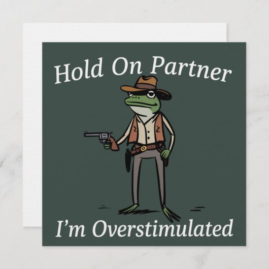 Hold On Partner I'm Overstimulated Cowboy Frog 招待状 (正面/裏面)