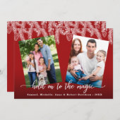 Hold On The魔法パインファミリー写真クリスマス シーズンカード (正面/裏面)