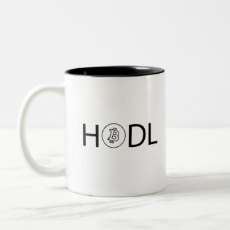 HOLD with the Bitcoin logo ツートーンマグカップ