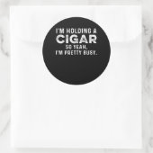 Holding Cigar Smoker Humidor Tobacco Cigars Lover  ラウンドシール (バッグ)