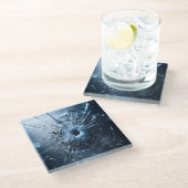 hole in glass, cracks ガラスコースター (アングル)