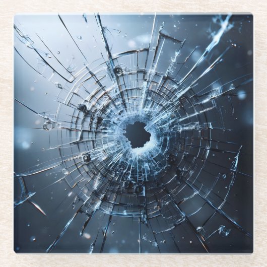 hole in glass, cracks ガラスコースター (正面)