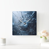 hole in glass, cracks スクエア壁時計 (ホーム)