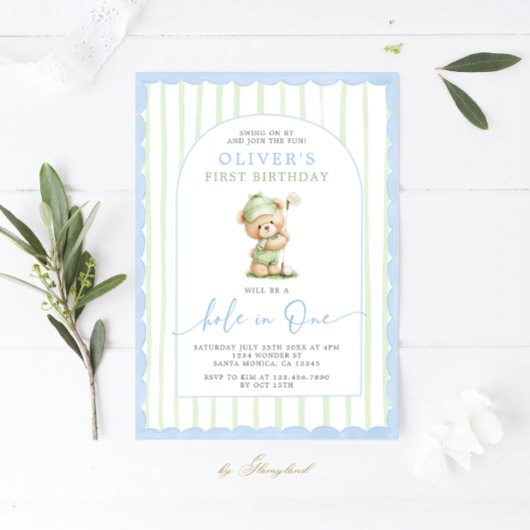 Hole in One 1st Birthday 招待状