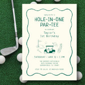 Hole In One 1st Birthday Par-tee Hand Drawn Green 招待状