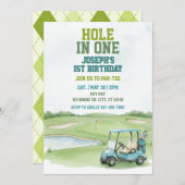 Hole In One, Blue Golf 1st Birthday 招待状 (正面/裏面)