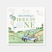Hole In One Boy Golf First Birthday Par-Tee スタンダードカクテルナプキン (正面)