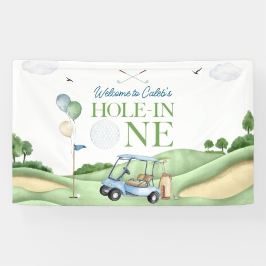 Hole In One Boy Golf First Birthday Par-Tee 横断幕 (横)