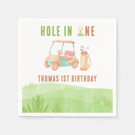 Hole In One First Birthday Party スタンダードカクテルナプキン (正面)