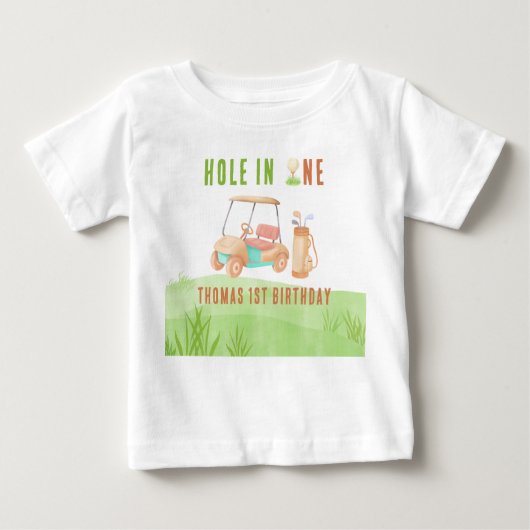 Hole In One First Birthday Party ベビーTシャツ (正面)