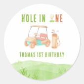 Hole In One First Birthday Party ラウンドシール (正面)
