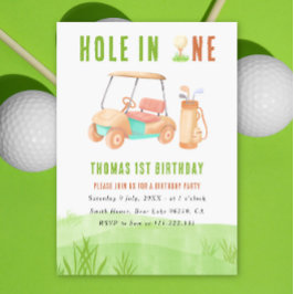 Hole In One First Birthday Party 招待状