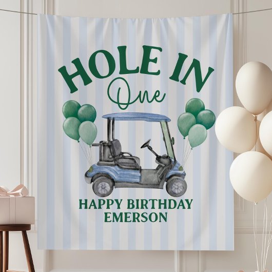 Hole in One First Birthday Party Banner Golf 1st  タペストリー