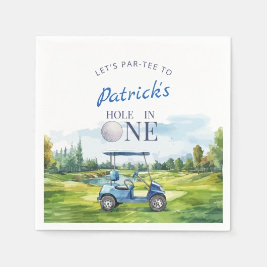 Hole In One Golf 1st Birthday スタンダードカクテルナプキン (正面)