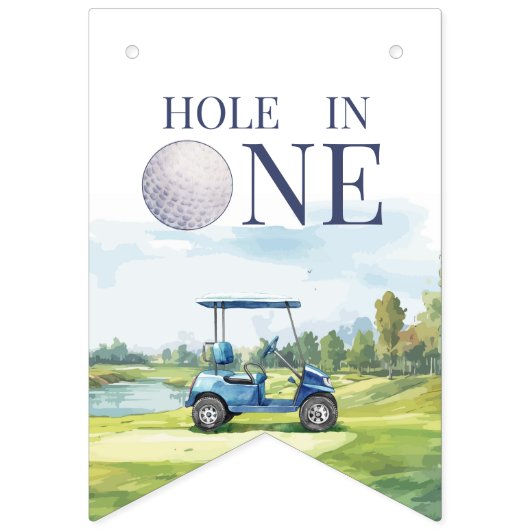 Hole In One Golf 1st Birthday  バンティングフラッグ (第1の旗)